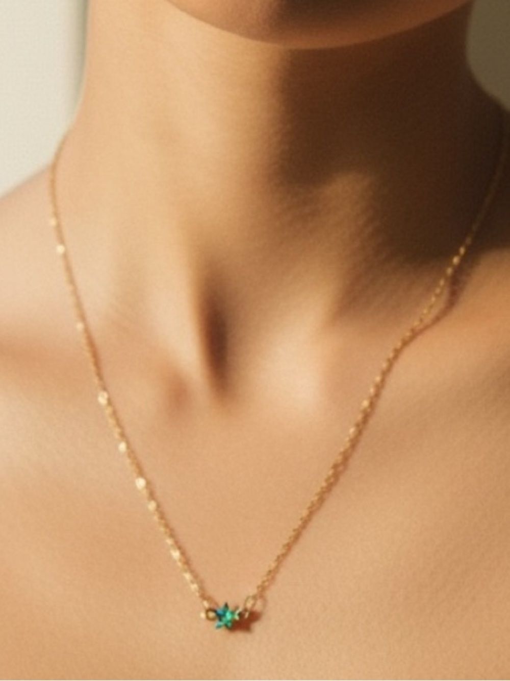 Delicate Gold Necklace with Turquoise Star Pendant